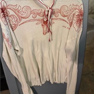 We The Free Cream Sweatshirt with Rust Floral & Steer Graphic